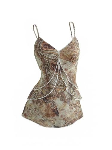 Verdusa Women's Y2k Top Cute Babydoll Tank Tops Floral 2000s